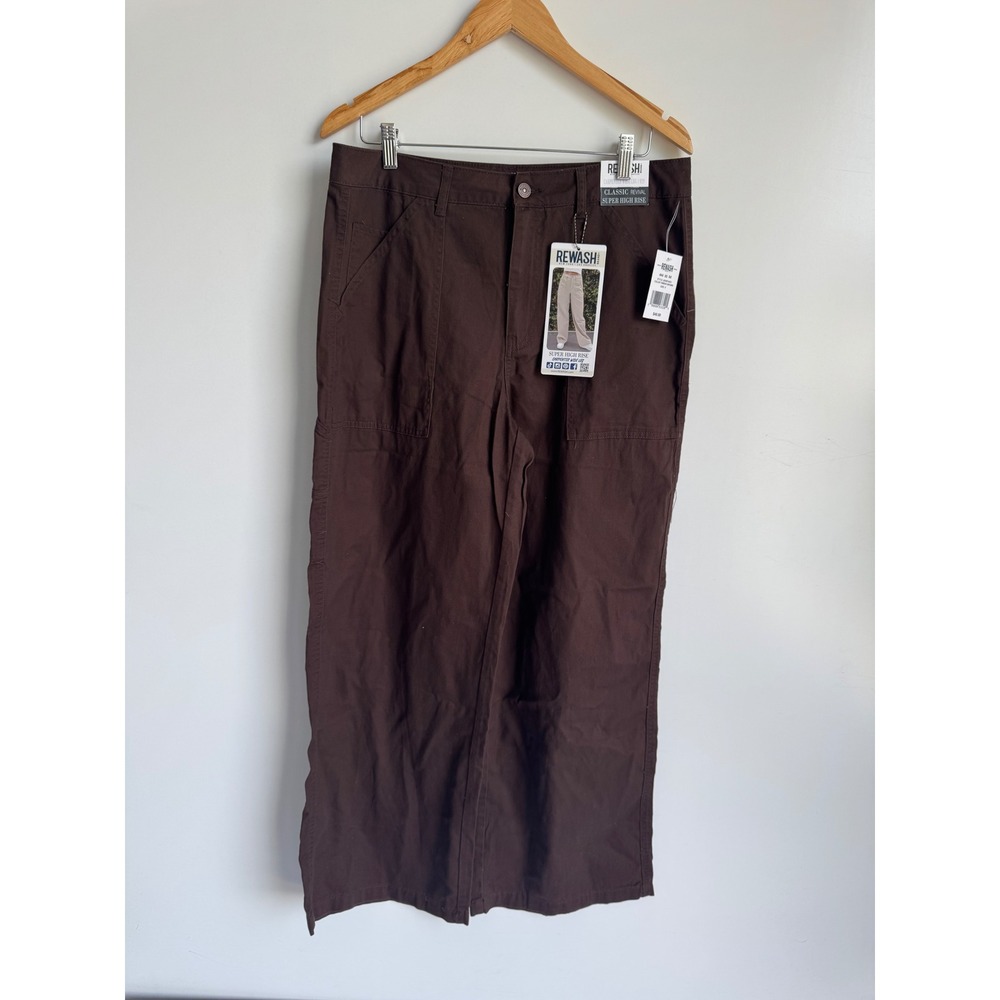 Rewash Super High Rise Carpenter Wide Leg Pants Timber Brown Size 9  10 straight